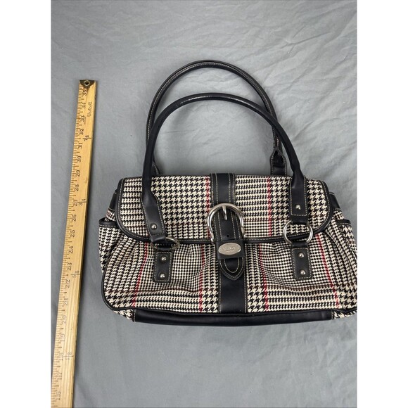 VTG Y2K Chaps houndstooth herringbone plaid bag purse twee preppy - Picture 12 of 13